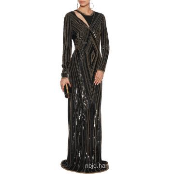 Cutout Embellished Crepe Gown Black and Gold Gown